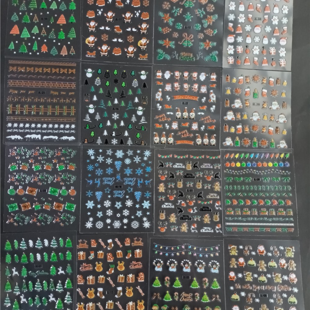Nail Art Xmas Stickers - 30PCS Christmas Nail Art Stickers -