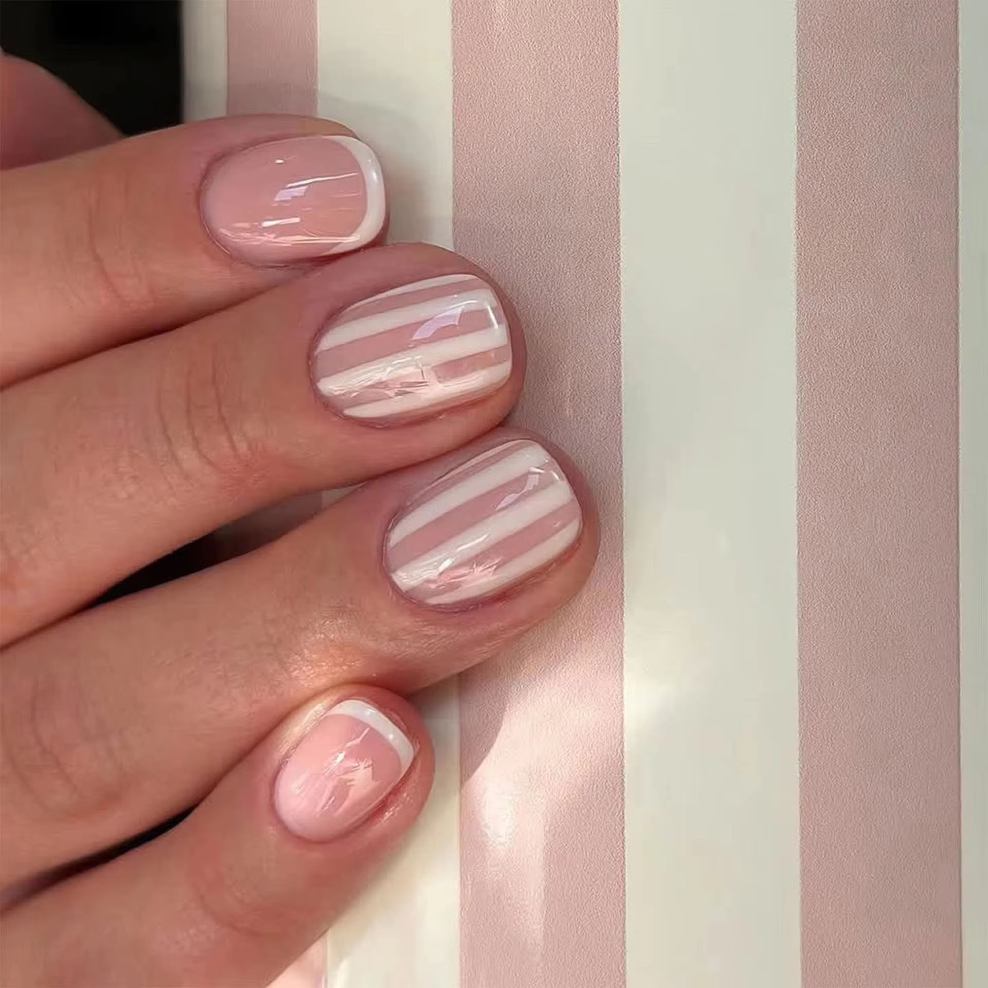 Nail Art French Nails - 24pcs Simple White French Press on