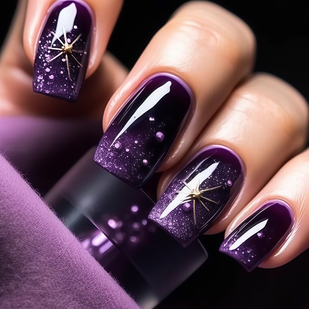 Nail Art Y2K - Short Medium fake nails gradient purple