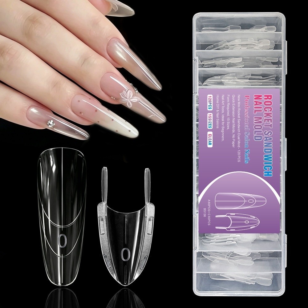 Nail Art Y2K - 120pcs Rocket Shape Sandwich Dual Nail