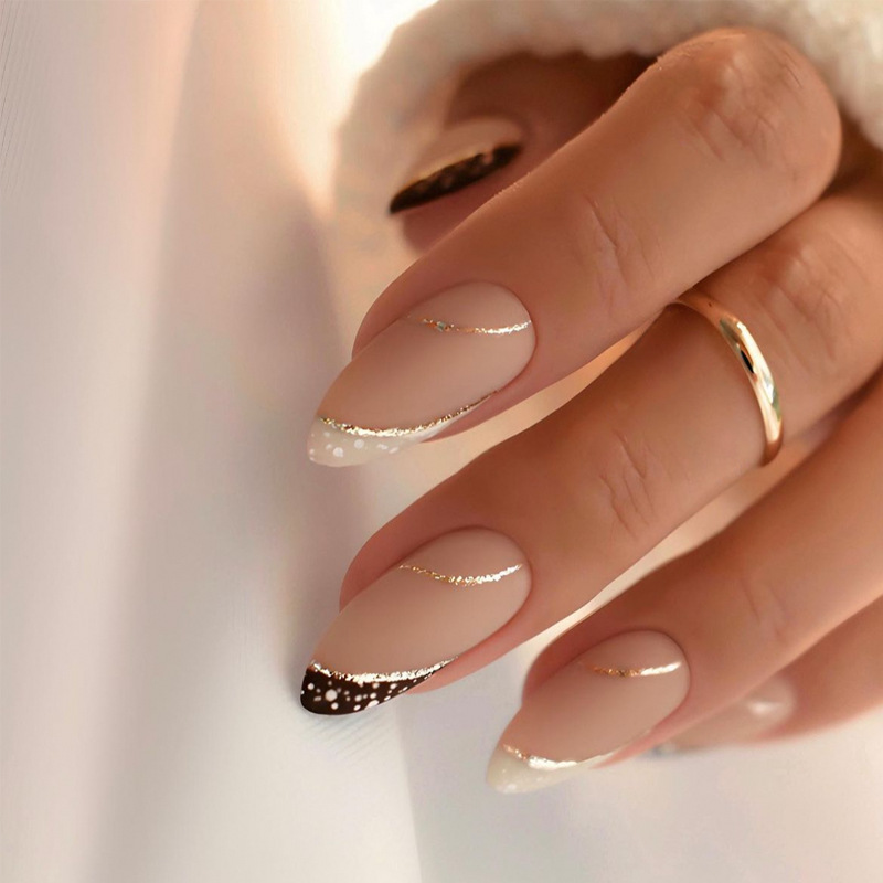 Nail Art French Nails - 24 pieces French-style wearable nails fake