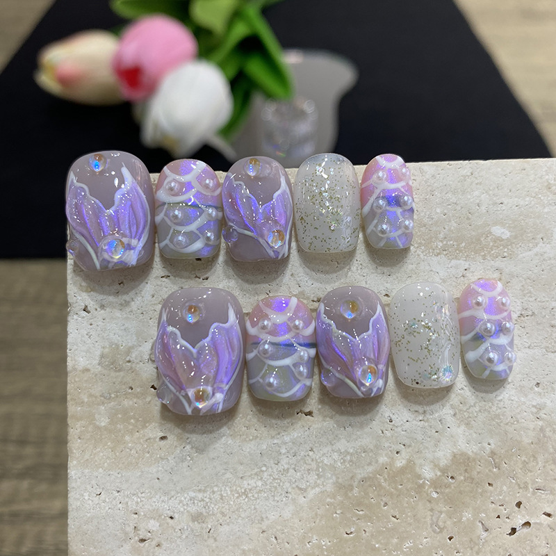10pcs Butterfly Flower Fake Na - Nail Art French Nails review and price