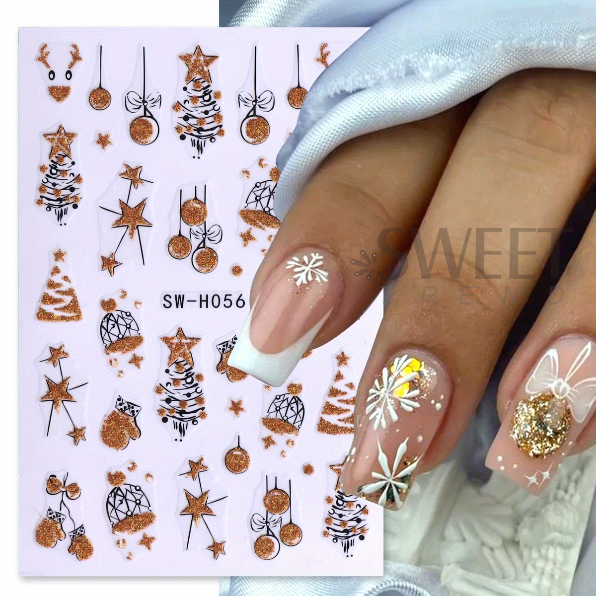 2 pcs Gorgeous Sparkly Christm - Nail Art Xmas Stickers review and price
