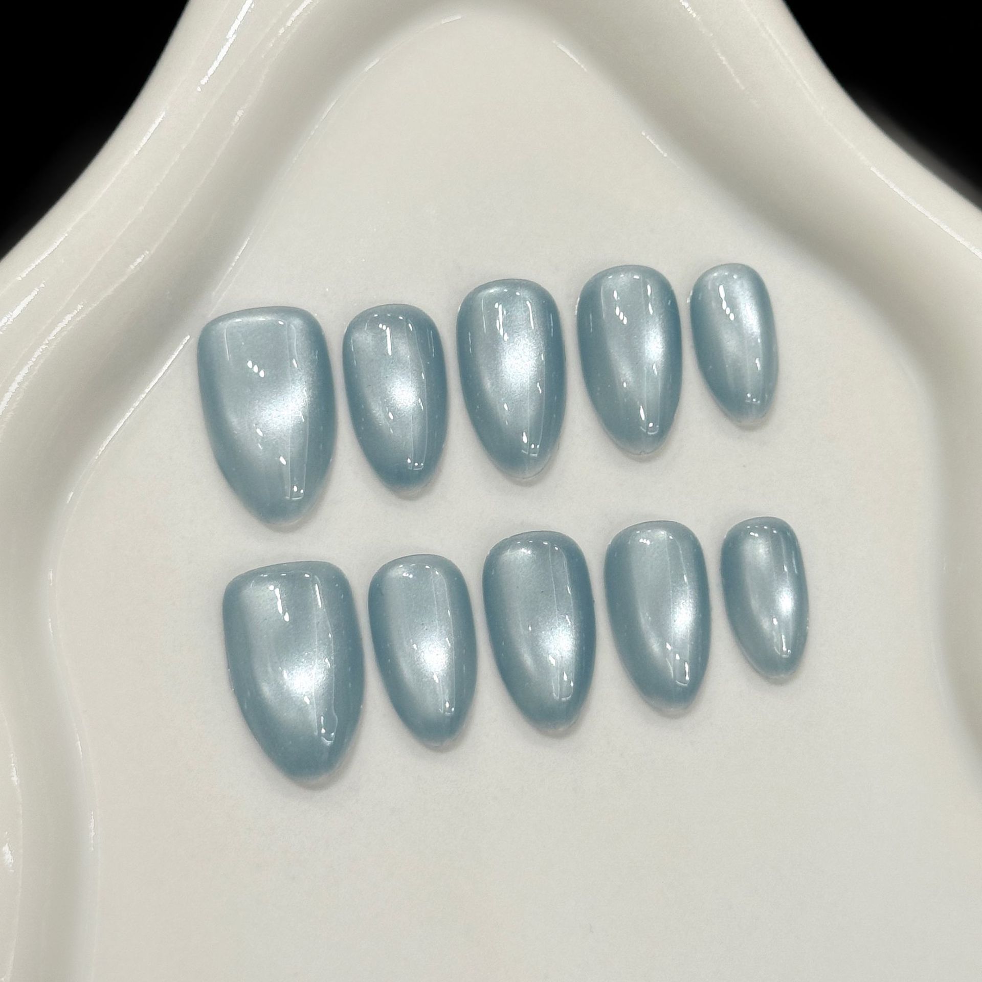 10Pcs Blue Cat Eye French Shor - Nail Art French Nails review and price
