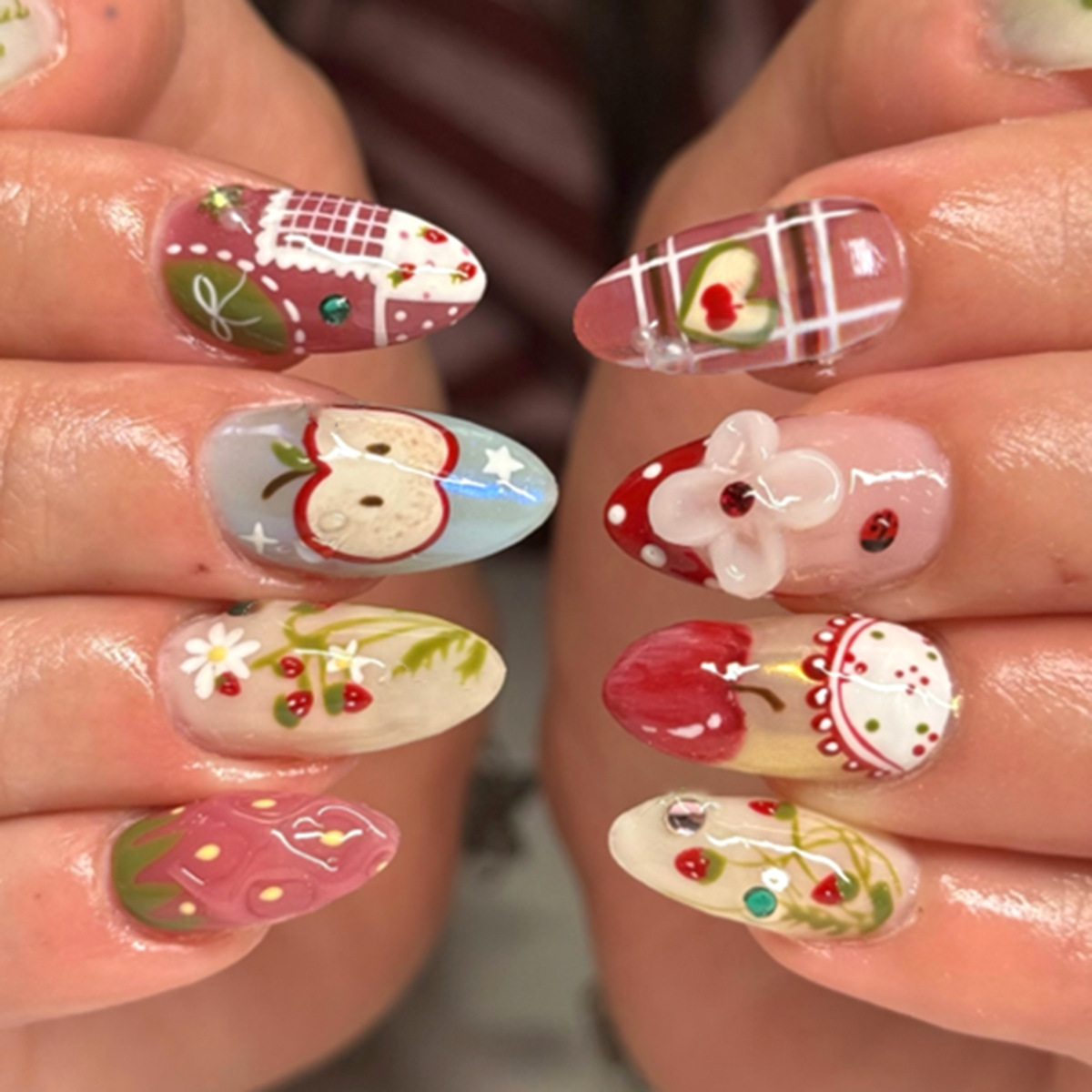 24pcs Flower Long Almond Press - Nail Art French Nails review and price