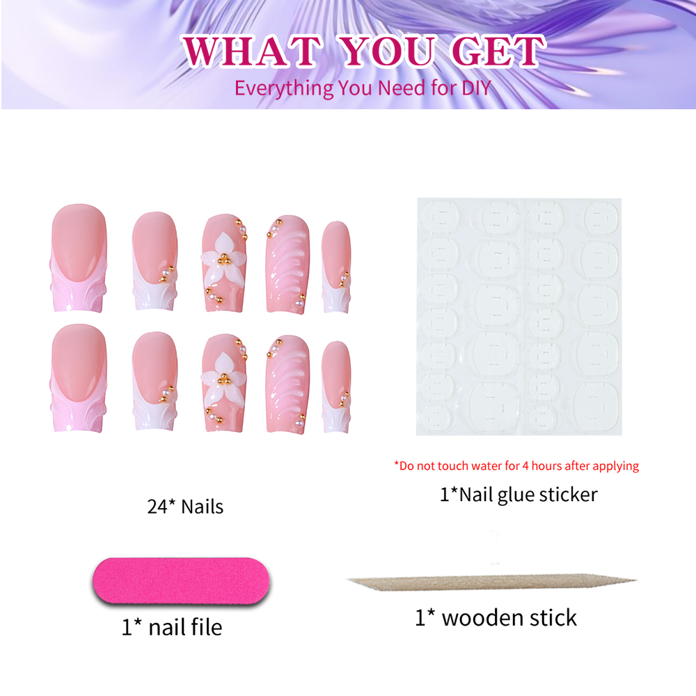 24 pieces per box. Rectangular - Nail Art Y2K review and price