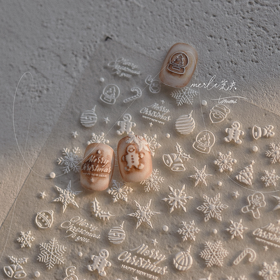 5D Relief Pure White Merry Chr - Nail Art Xmas Stickers review and price