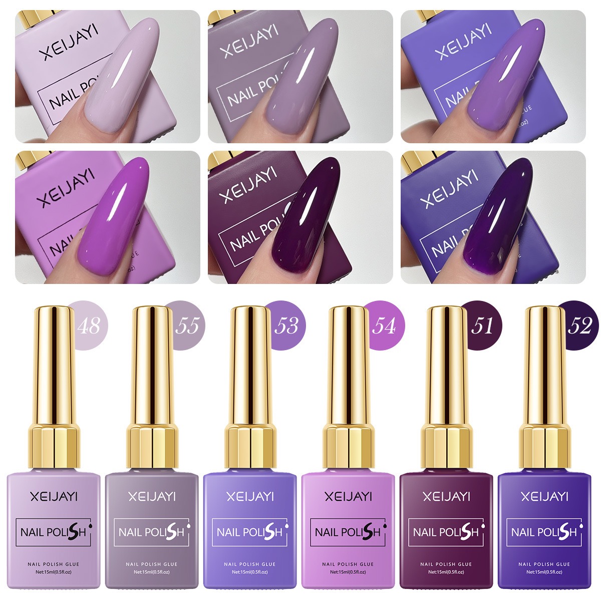 6PCS/SET 15ml Gel Nail Polish  - Nail Art Violet review and price