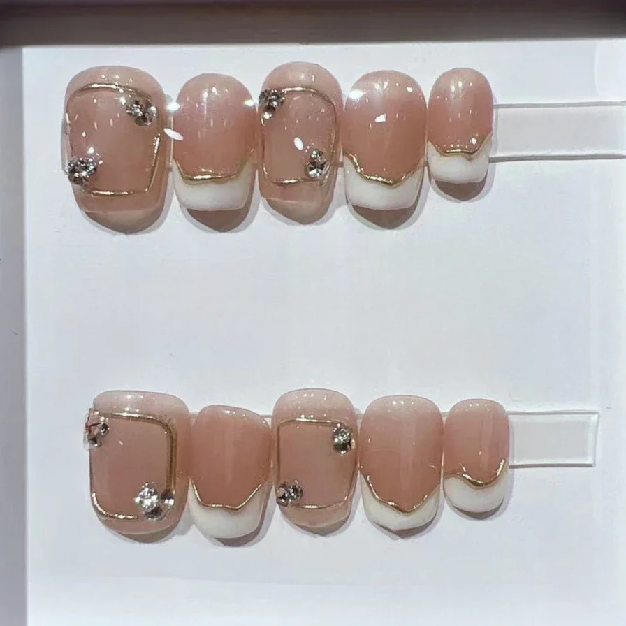 10Pcs Short Square French Hand - Nail Art French Nails review and price