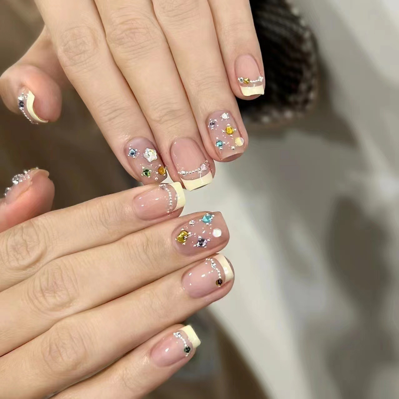 10Pcs Short Square French Hand - Nail Art French Nails review and price