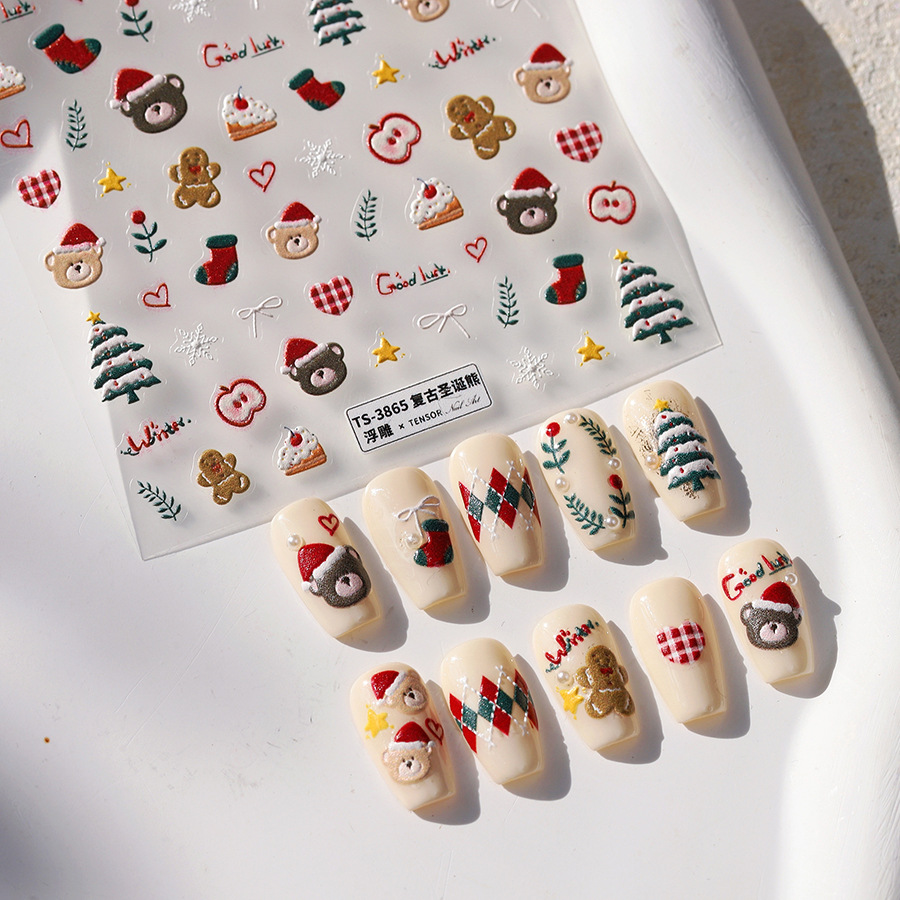 Cute Christmas Bear & Gingerbr - Nail Art Xmas Stickers review and price