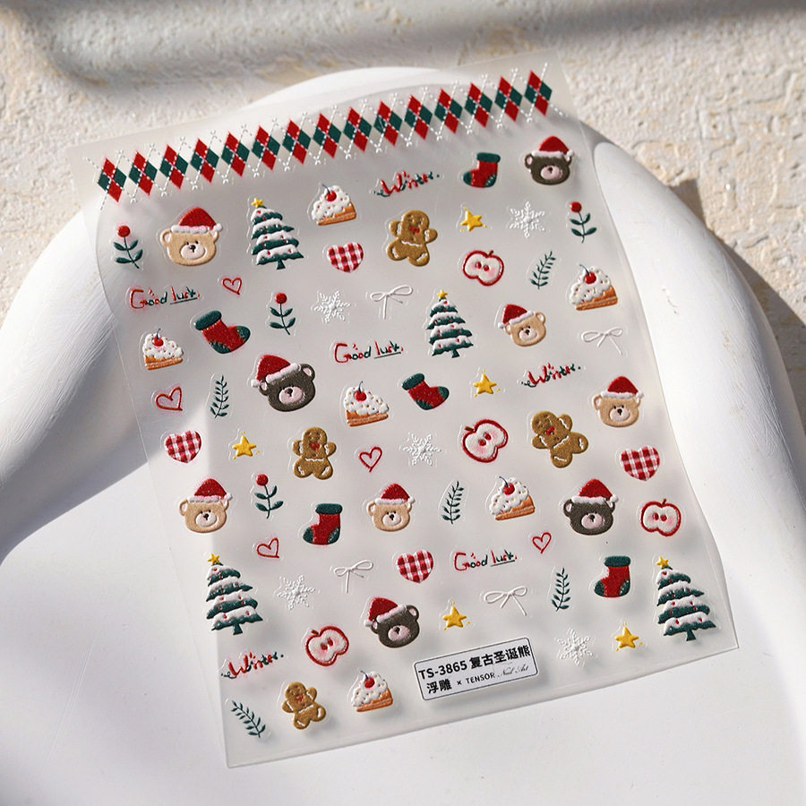 Cute Christmas Bear & Gingerbr - Nail Art Xmas Stickers review and price