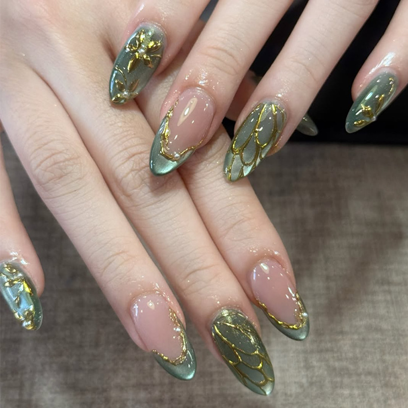 24pcs Flower Pattern Almond Pr - Nail Art Y2K review and price