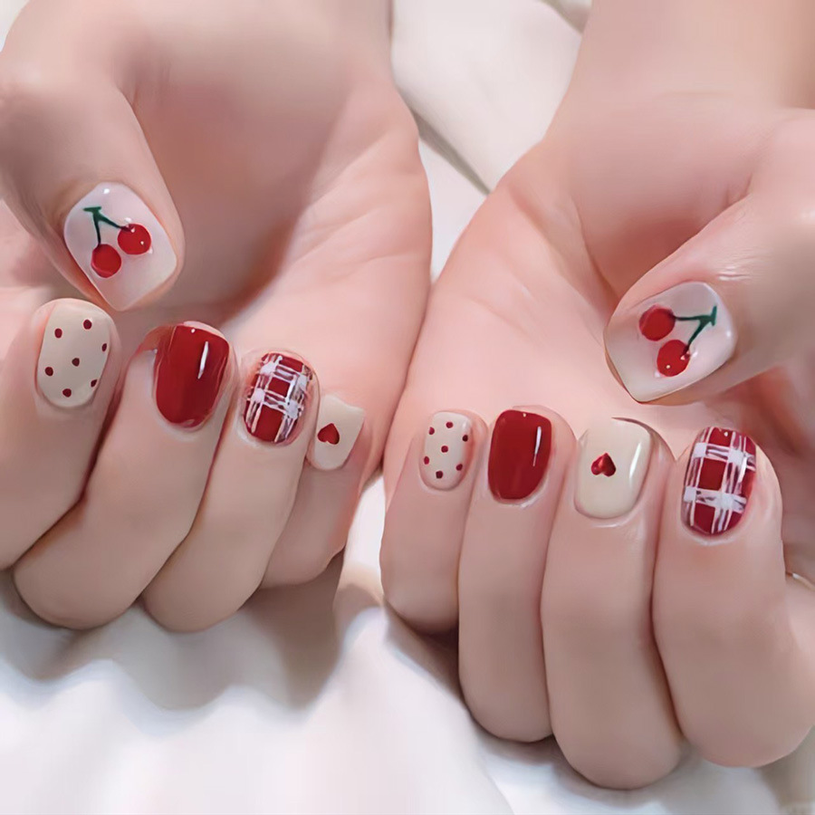 Short Square fake nails for wo - Nail Art French Nails review and price