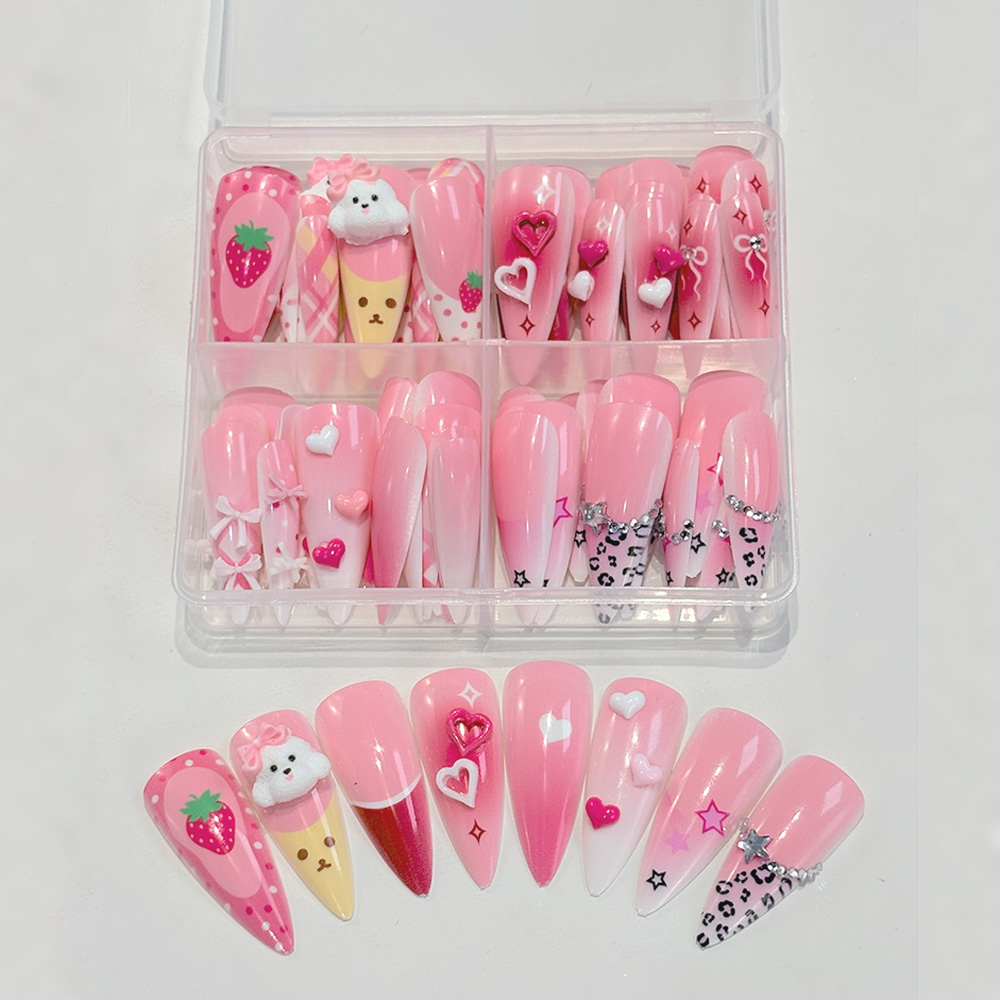 96Pcs Pink Long Stiletto Press - Nail Art Y2K review and price