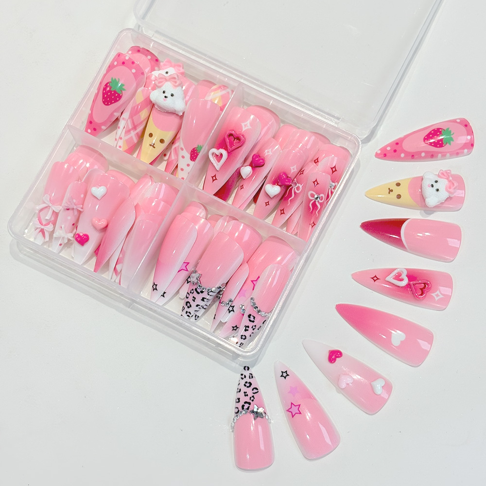 96Pcs Pink Long Stiletto Press - Nail Art Y2K review and price
