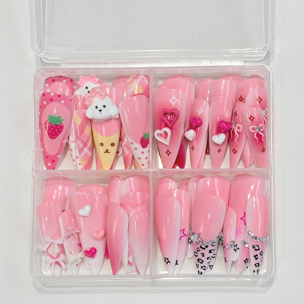 96Pcs Pink Long Stiletto Press - Nail Art Y2K review and price