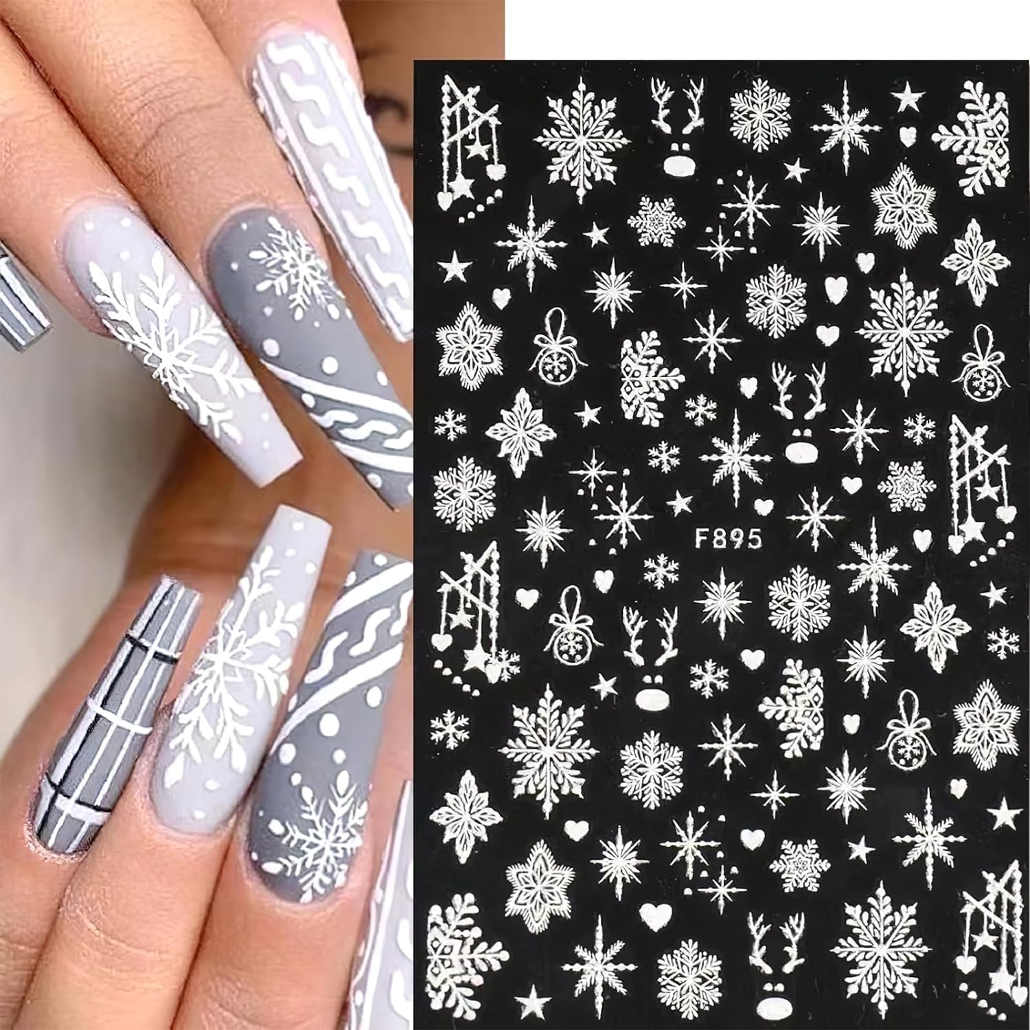 3D Snowflake Nail Art Decals W - Nail Art Xmas Stickers review and price