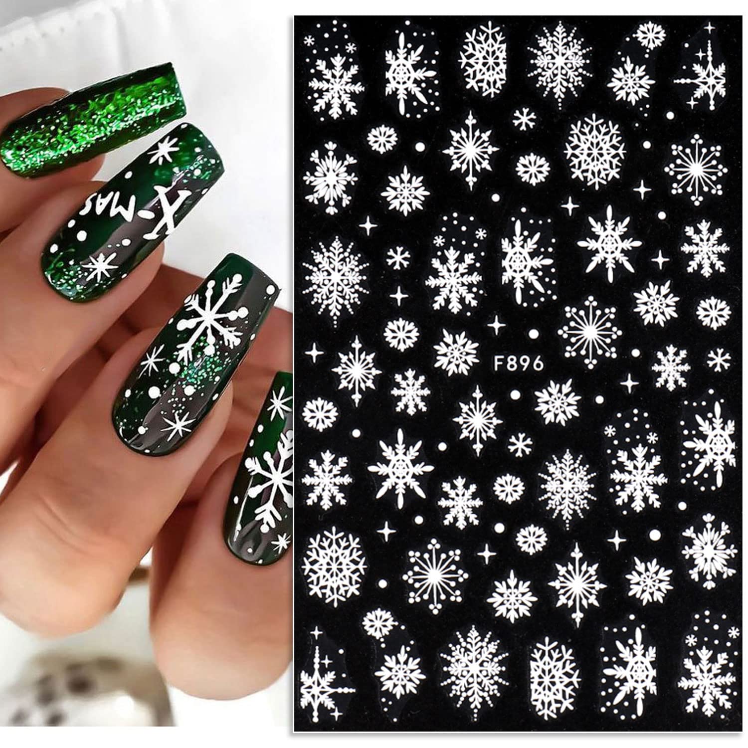 3D Snowflake Nail Art Decals W - Nail Art Xmas Stickers review and price