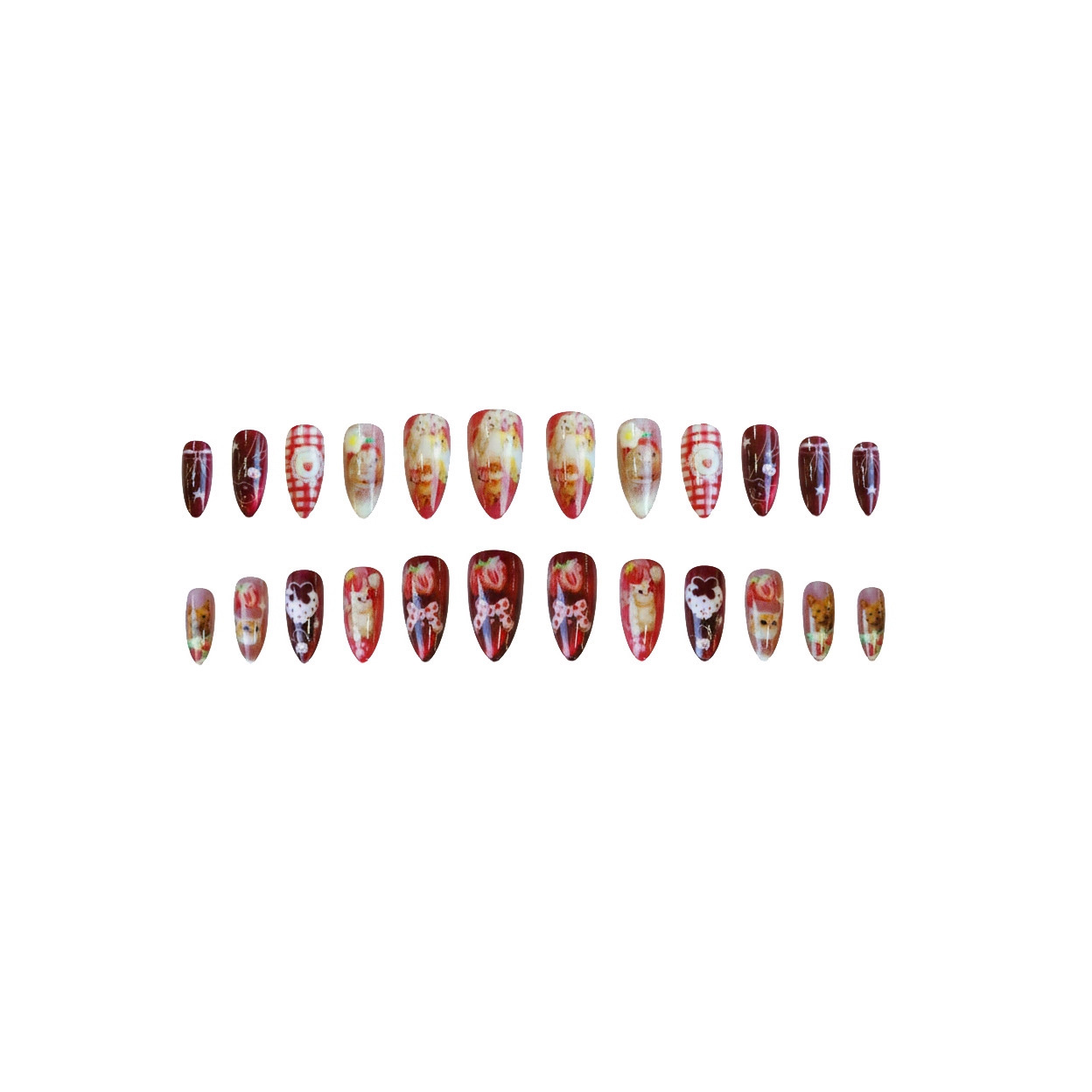 24pcs Strawberry Cat's Eye Pre - Nail Art Y2K review and price