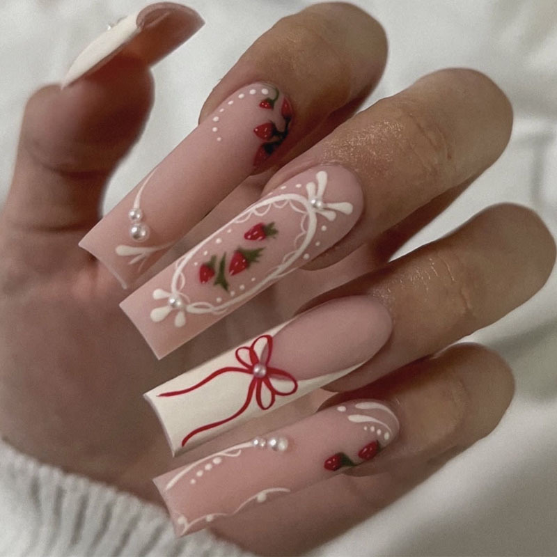 24pcs Flower Press on Nails Ar - Nail Art French Nails review and price