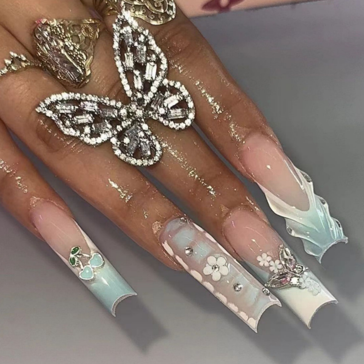 24pcs Flower Press on Nails Ar - Nail Art French Nails review and price